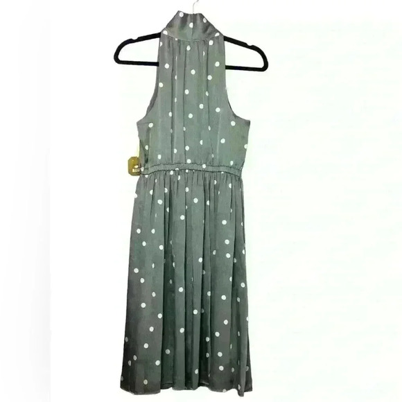Ryegrass grey dot midi dress polka dot  stretch elastic waist sleeveless size Xs - Picture 10 of 10